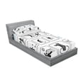 thumbnail image 3 of Ambesonne Black White Fitted Sheet & Pillow Sham Set, Horse Riding Sports, Full, Black White, 3 of 3