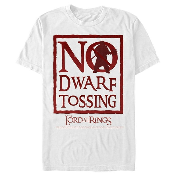 Men's The Lord of the Rings Fellowship of the Ring No Dwarf Tossing Graphic Tee White Medium