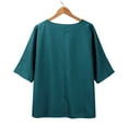 thumbnail image 7 of WCJM Shirtsficerd Women's V Neck T Shirts, Cotton Summer Casual Short Women's Short Sleeve T-Shirt Loose Button Shirt Top Stand Solid Color Sleeve Collar Casual Women's Shirt Women's Shirt, 7 of 7