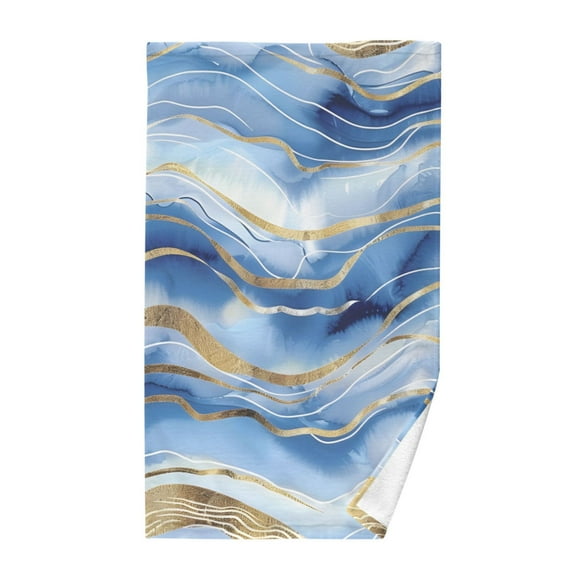 Blue Gold Marble Cotton Face Towel Soft Hand Towel Absorbent Bathroom Towel for Kitchen Hotel