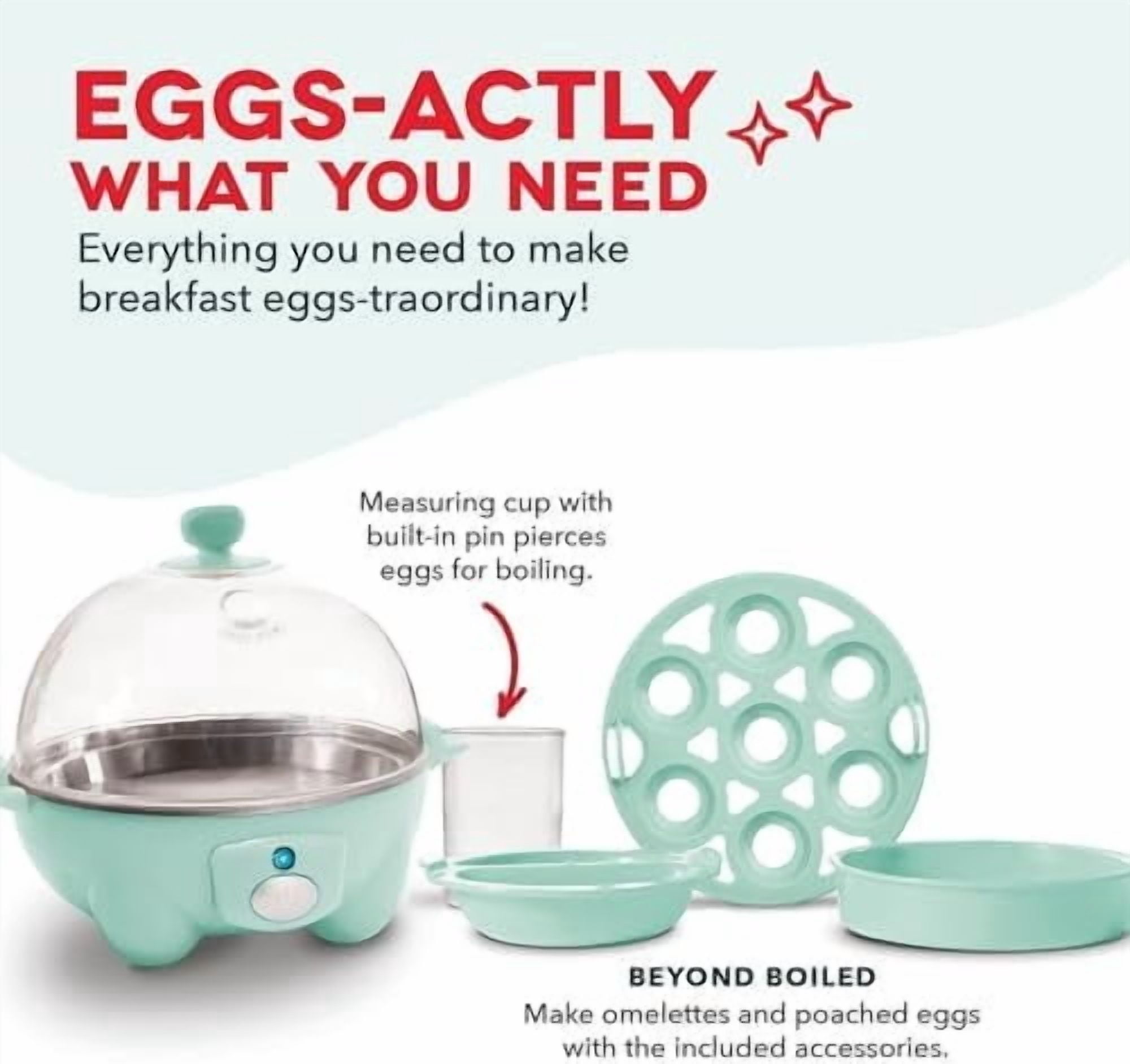 Rapid Egg Cooker - Boiler, Poacher & Steamer - Includes Measuring & Recipe Guide - Dishwasher Safe - BPA Free - Holds 7 Eggs, Aqua