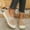 Coffee, variant on Women's Slip-On Color Block Hollow Knit Walking Shoes, Round Toe Elastic Collar Breathable Footwear, Five Neutral Tone Light Non-Slip Daily Casual Sneakers(Yellow,5.5)