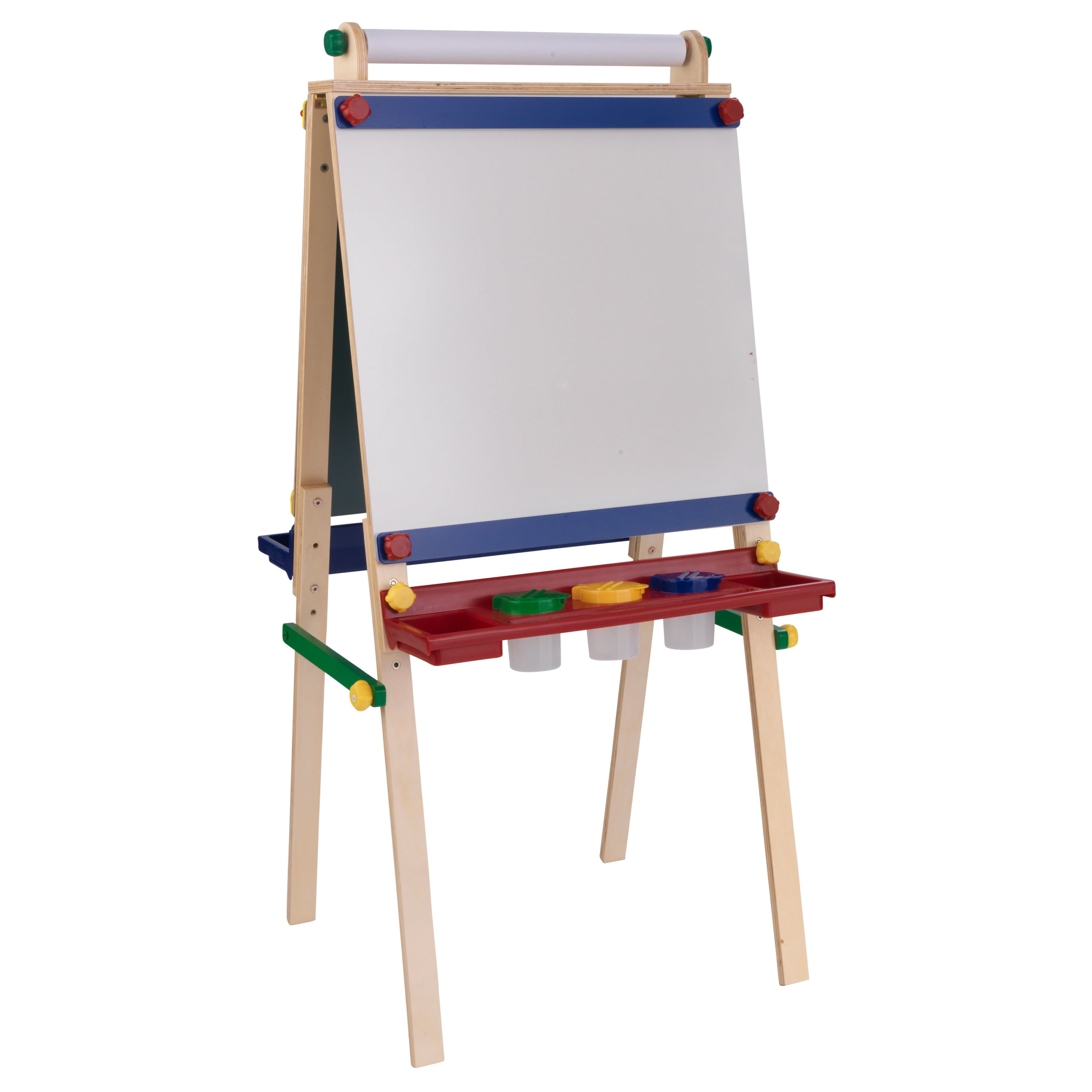 White by KidKraft Deluxe Standing Wooden Easel With Paper Roll 