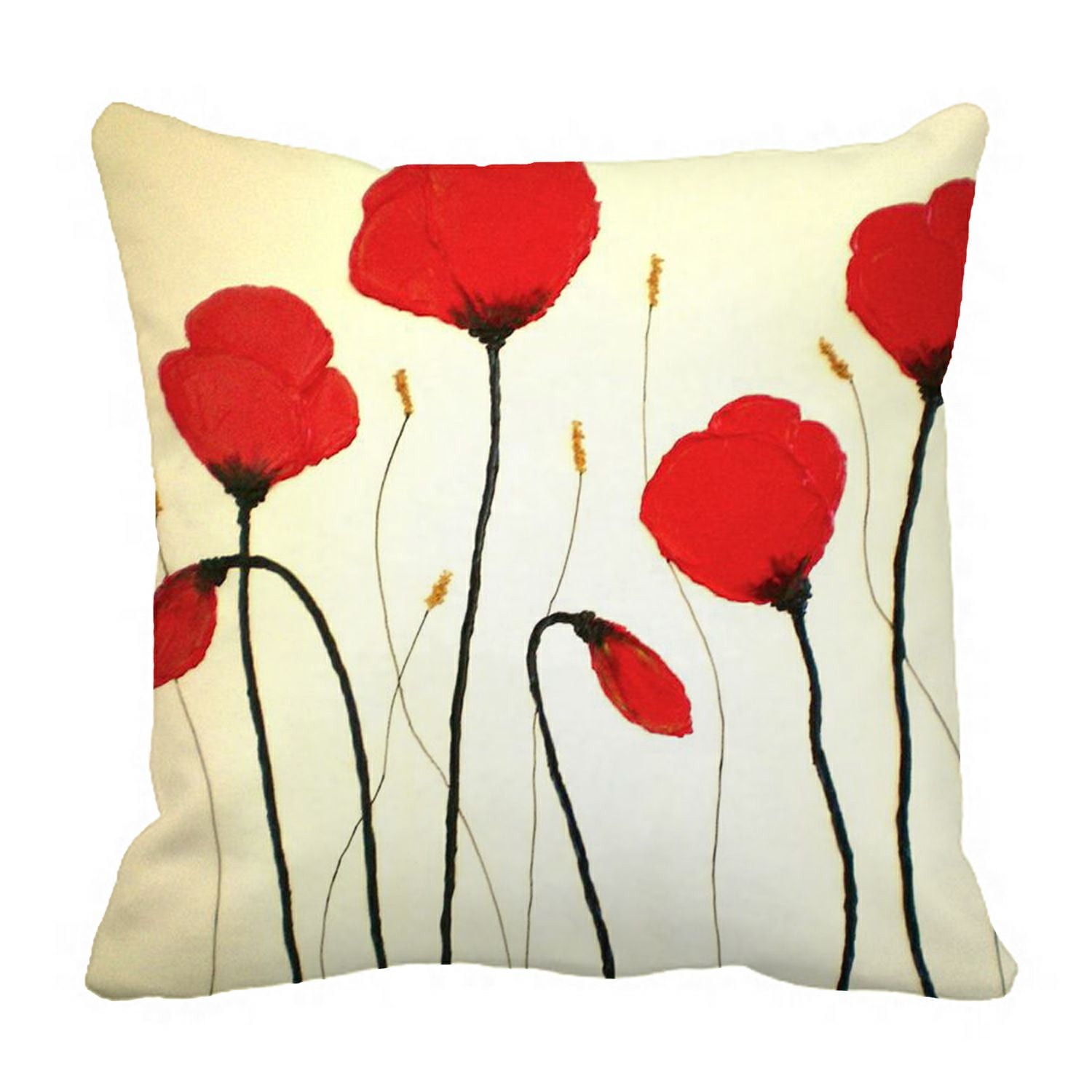 ZKGK Poppy Flowers Pillowcase Home Decor Pillow Cover Case Cushion Two