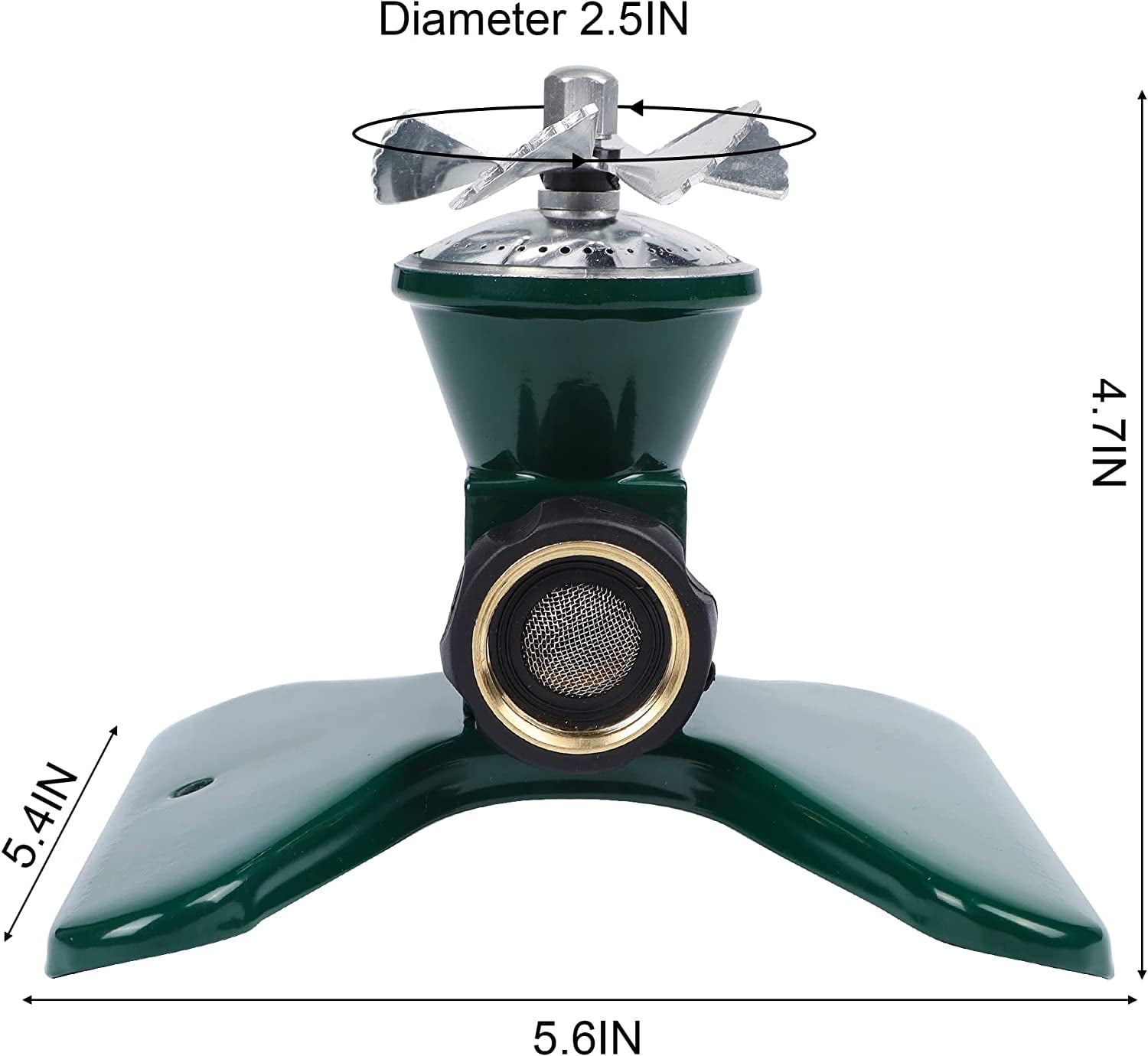 2 Pack Lawn Sprinkler Heavy Duty Metal Square Garden 360 Degree Large Area Irrigation Connectable Rotating Automatic Water Sprinklers for Yard Watering