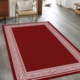 thumbnail image 3 of Red Geometric Large Area Rugs for Bedroom Living Room, Soft Non Slip Carpet Bedside Rug, Country Farm Traditional Chinese Tile Rectangular Floor Cover Kitchen Accent Rug 2.7'x5' for Office, 3 of 9