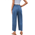 thumbnail image 3 of Women Baggy Wide Leg Pants Casual Elastic Waisted Palazzo Harem Pants with Pockets Blue S, 3 of 7