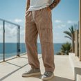 thumbnail image 2 of Men's Corduroy Cargo Pants - Drawstring Waist for Casual Leisure & Everyday Wear Khaki XL, 2 of 4