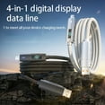 thumbnail image 3 of 4 in 1 USB C Cable with Wattage Display, 240W Flat Nylon Braided Multi Charge Cable with Data Sync, USB C Charging Cord Combo Type C/USB A/L Port for iPhone/iPad/Samsung/Laptop, 5FT,Black-48 woven, 3 of 11