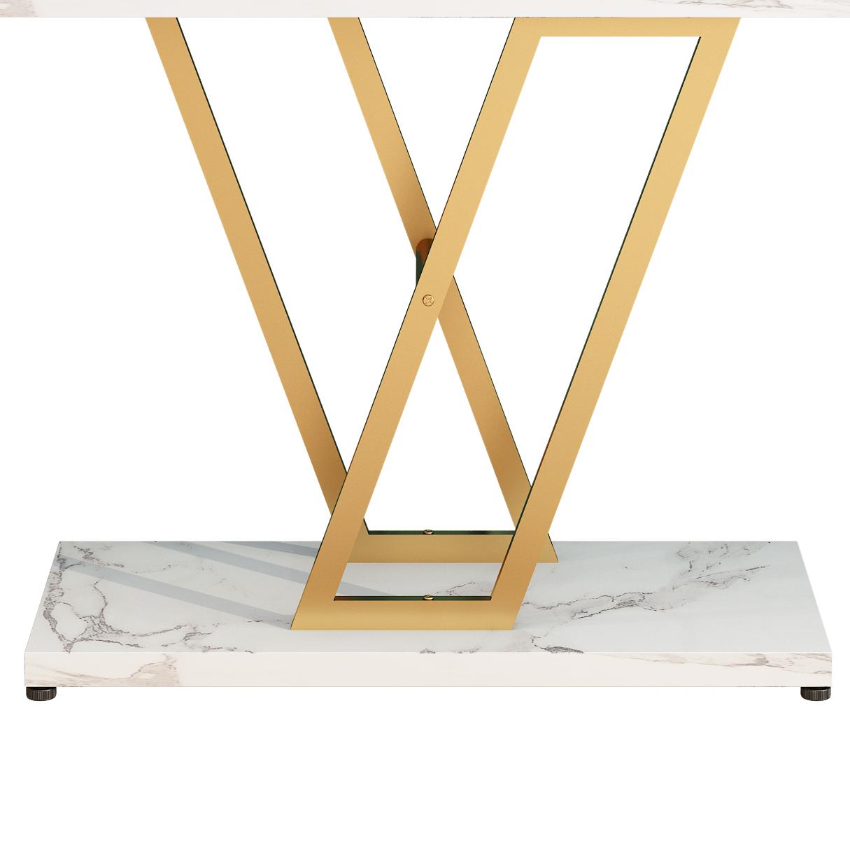 IVV Modern Console Table, 42.1 Inch Sofa Table with Gold Metal Base, 2-Tier Long Skinny Table for Hallway, Entryway, Living Room, Foyer