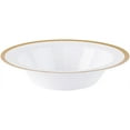 thumbnail image 2 of 12oz White Plastic Round Bowls with Gold Rim - Wide Rimmed Disposable Plastic Soup Bowls, Heavy Duty Salad Bowls, Dessert Bowl, Baby Showers, Weddings, Birthday Party, BPA Free (30), 2 of 3