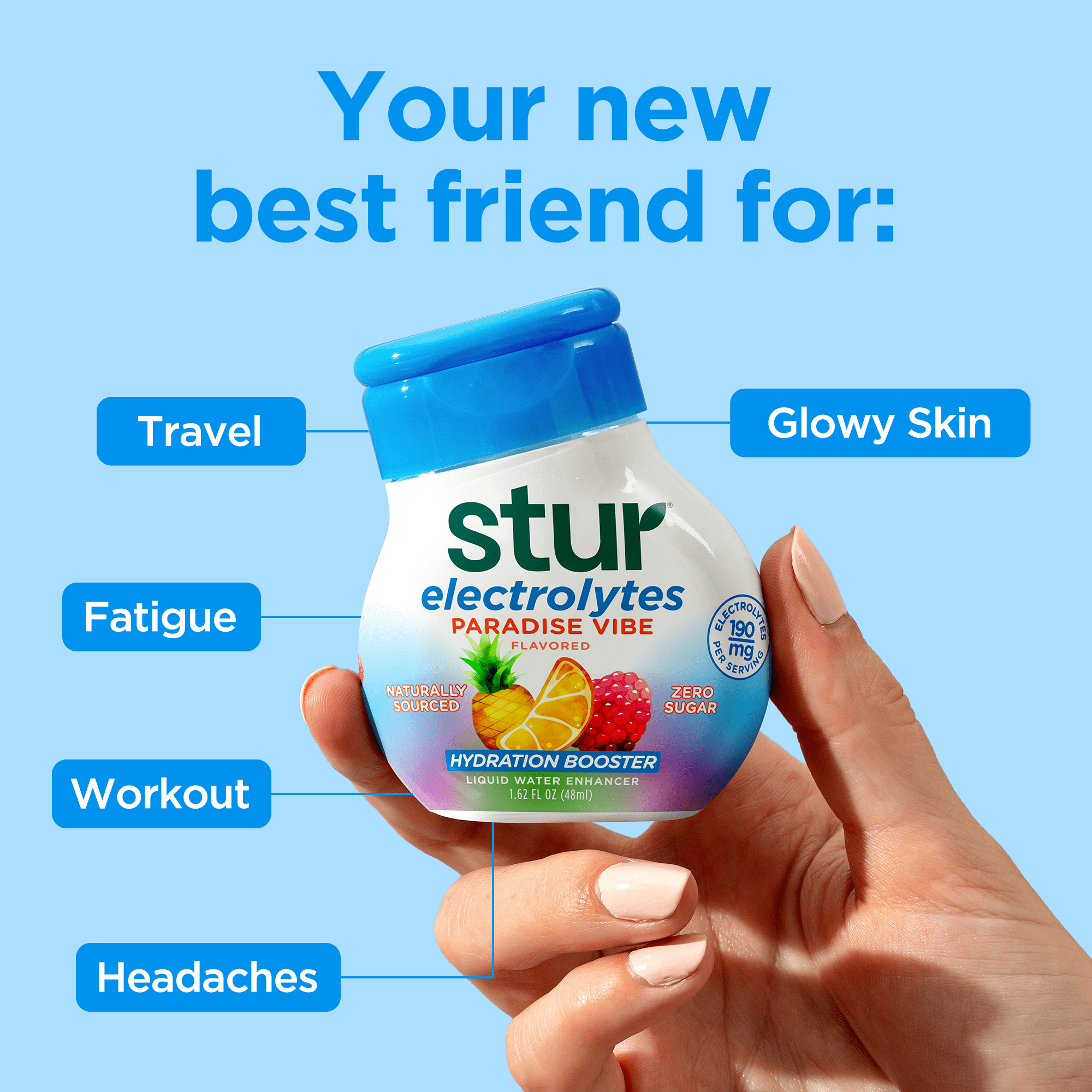 (4 pack) Stur Paradise Vibe Drink Mix, Liquid Water Enhancer, Sugar-Free, 1.62oz