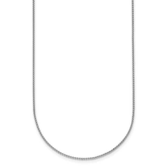 Diamond2Deal 18K White Gold Rhodium-Plated Polished 1.1mm Solid Spiga Chain Necklace for Women 16"