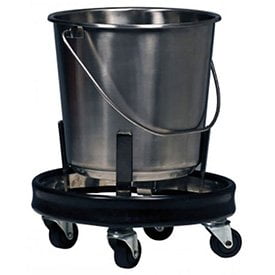Graham-Field Ensemble Seau à Pousser et Support en Acier Inoxydable, Capacité de 12,5 Pintes, Conçu pour les Tâches de Nettoyage et la Gestion des Déversements. le Seau en Acier Inoxydable Présente une Poignée pour un Transport Facile, Tandis Que le Support Robuste avec Deux Roues Permet un Mouvement Fluide. Convient aux Besoins de Nettoyage Professionnels Ou Domestiques, Y Compris le Lavage et le Nettoyage des Déversements.
