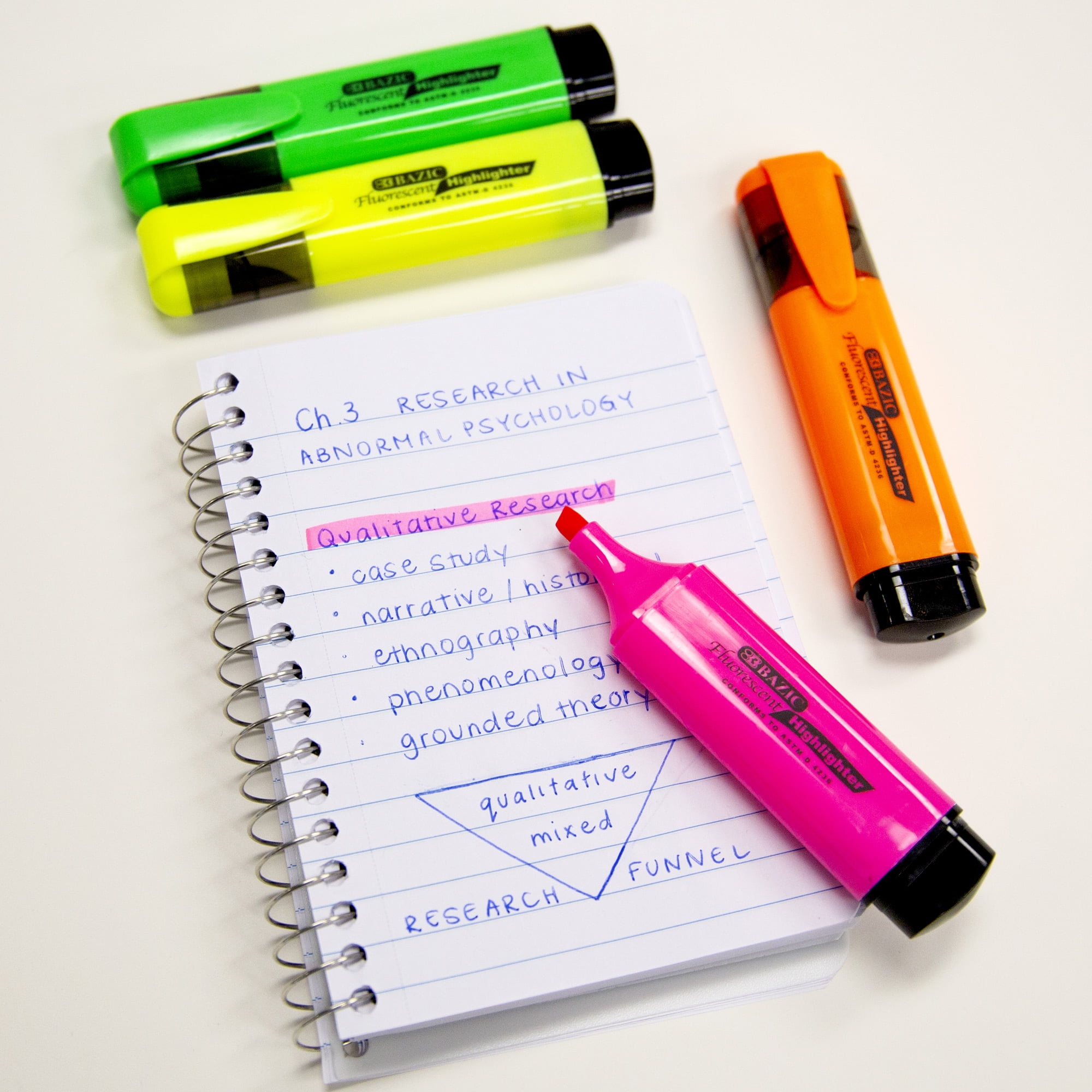 BAZIC Highlighter Marker Pen, Chisel Tip Liquid Marker (4/Pack), 24-Packs