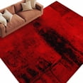 thumbnail image 2 of Red Large Area Rug 8x10 FT, Non Slip Living Room Throw Carpet, Retro Oil Painting Modern Abstract Art Aesthetics Washable Soft Indoor Outdoor Carpet Non-Shedding Rug for Bedroom Dining Room, 2 of 9