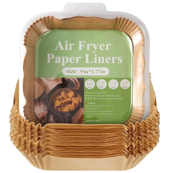 100-Pack Air Fryer Paper Liners, 9 Inch Square Parchment Liners for 5-9 Quart Air Fryers