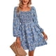 thumbnail image 3 of Lucakuins, minivestido de verano para mujer, estampado Floral, cuello cuadrado, manga larga, volantes, pastel, primavera otoño, vestido informal Lucakuins  moda, 3 of 7