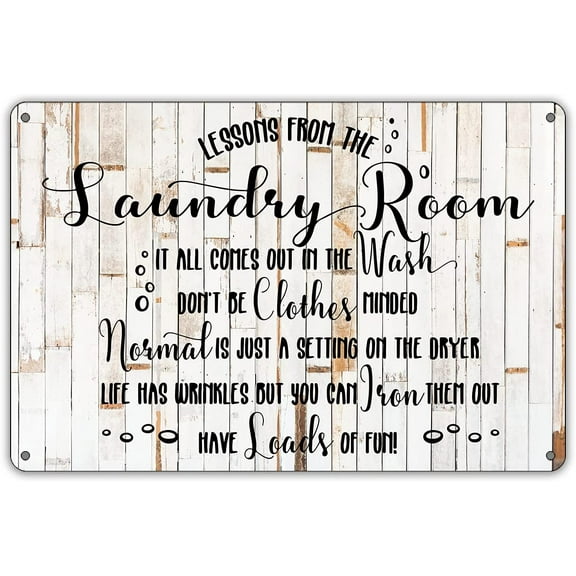 MUCHENGGIFT Funny Laundry Room Rules Metal Tin Sign Wall Decor Rustic Farmhouse Laundry Sign for Home Decor Gifts