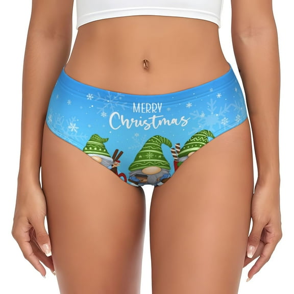 Womens Underwear - Merry Christmas Gnome No Show Seamless Underwear for Women, Stretch Women's Panties, Hipster Soft Comfort Ladies Panties Bikini Underwear Briefs