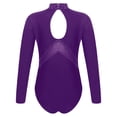thumbnail image 4 of Sholeno Kids Girls Long Sleeve Ballet Dance Leotard Mock Neck Rhinestones Dance Bodysuit Gymnastics Purple 14, 4 of 7