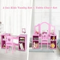 thumbnail image 3 of INFANS Kids Vanity, 2 in 1 Princess Makeup Desk & Chair Set with Tri-Folding Detachable Mirror, Storage Shelves, Wooden Dressing Table,Pretend Play Vanity Set for Girls, 3 of 9