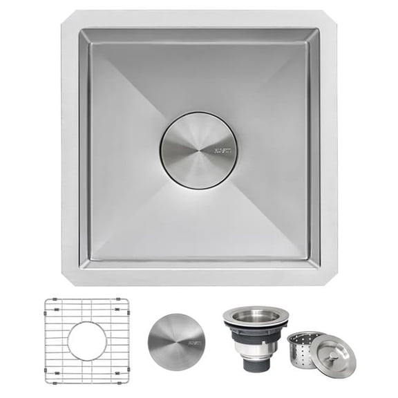 Ruvati USA RVH7015 15 in. Undermount Bar Prep 16 Gauge Kitchen Sink with Round Corners Stainless Steel Single Bowl
