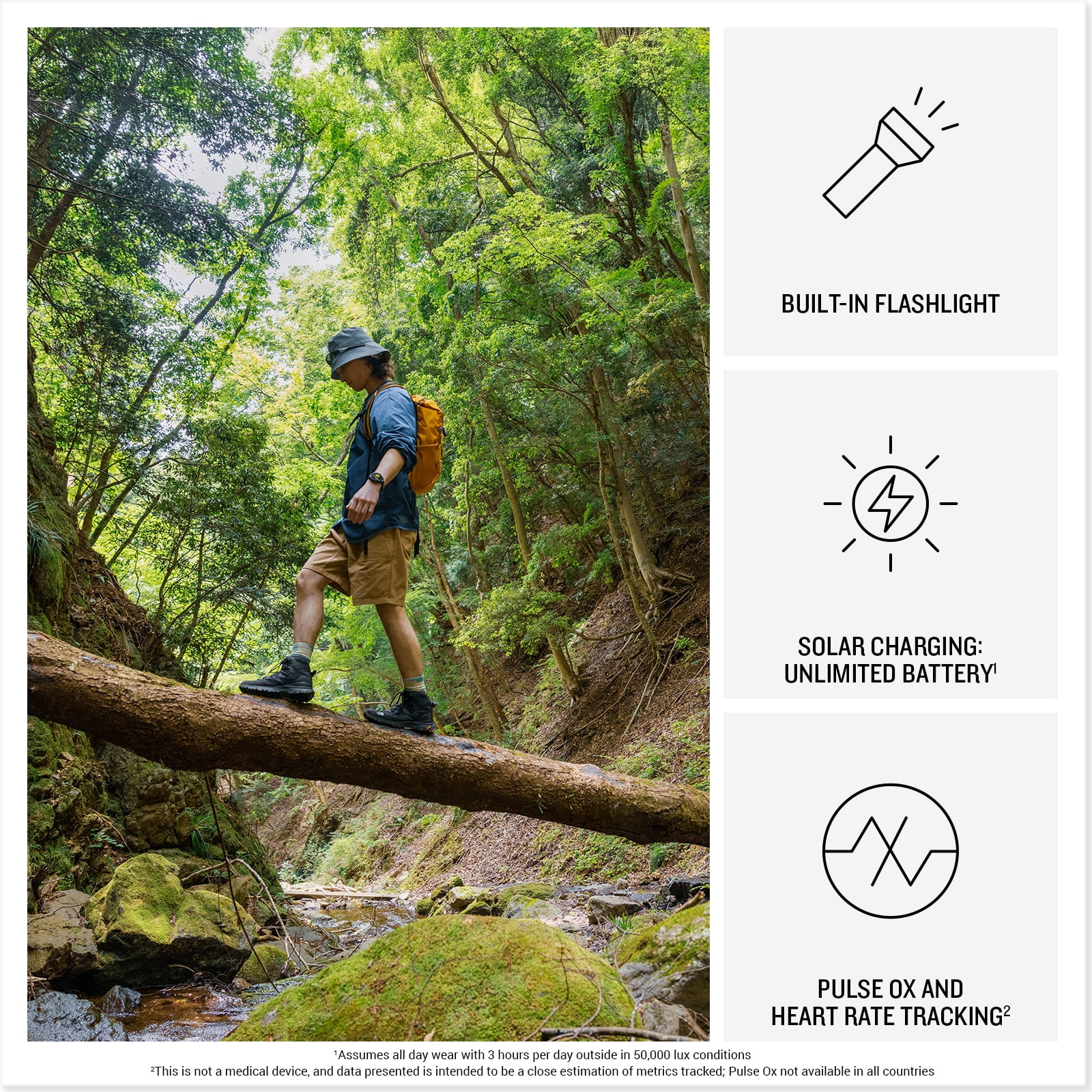 Garmin Instinct 3 - 45 mm, Solar, Rugged Outdoor GPS Smartwatch, Built-in Flashlight, Alpine Rush Collection Limited Edition Color, Sunburst Bundle With Cleaning Cloth + Wireless EarBuds + More