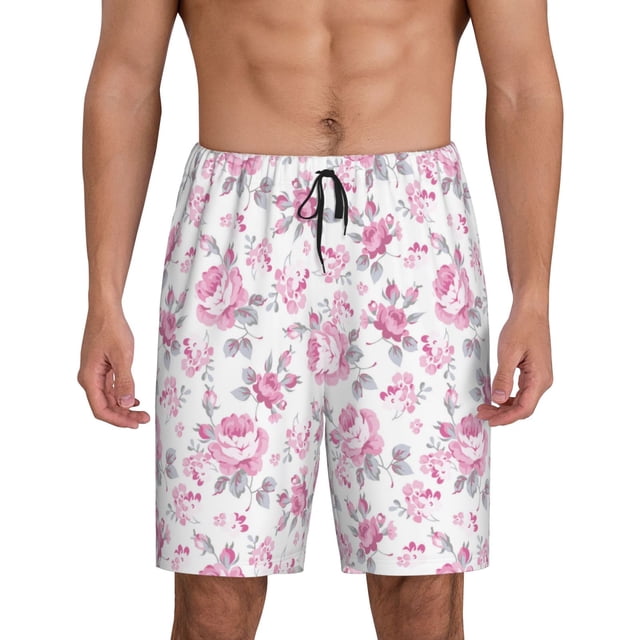 Fotbe Rose Flowers Pantalones Cortos de Pijama para Hombre, Ropa de Dormir, Pantalones de Pijama Cortos para Hombre-Medium