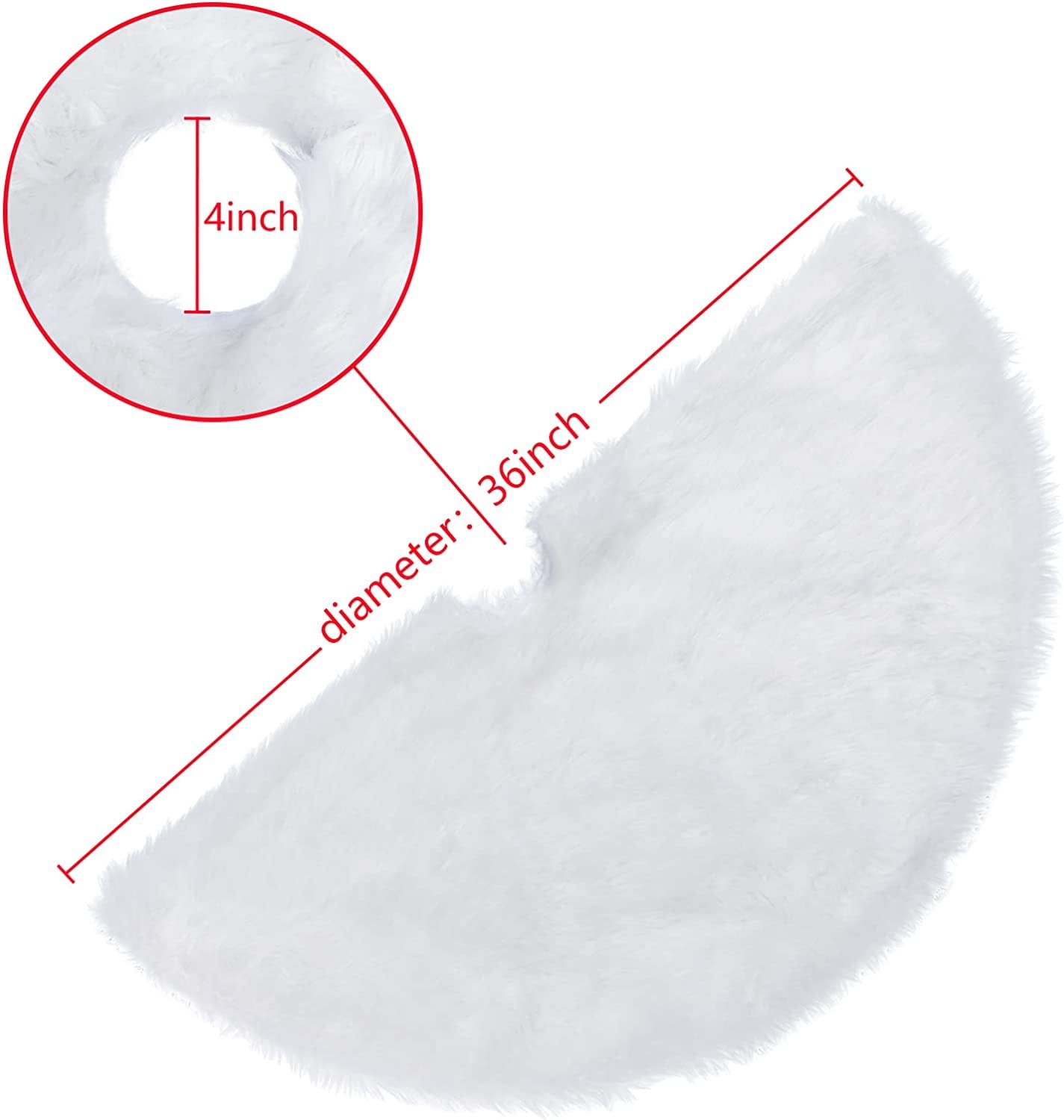 36" Christmas Tree Plush Skirt Holiday Tree Ornaments Round Snow White Xmas Tree Skirt Mat Base Cover for Merry Christmas Decor & New Year Party Holiday Home Decorations