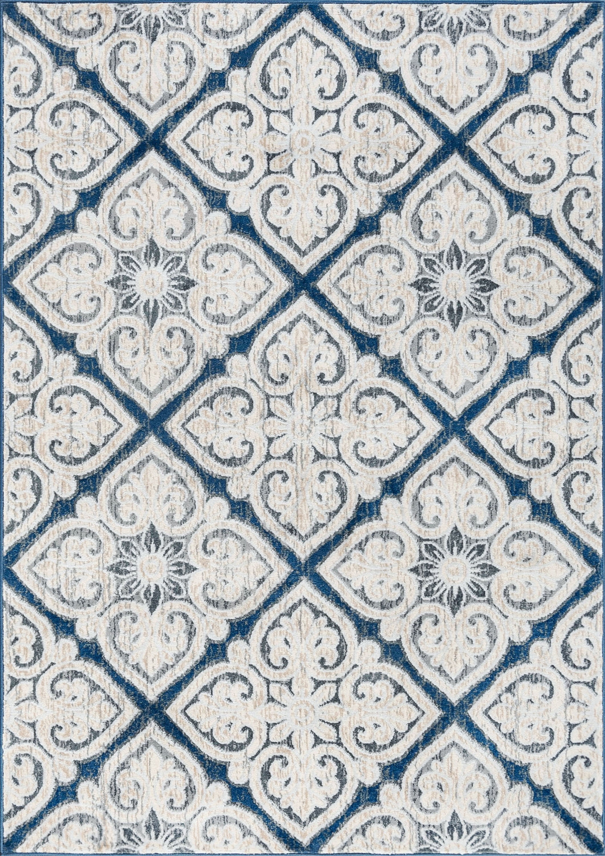Madison Traditional 7.6' x 10' Dark Blue Polypropylene Indoor Area Rug