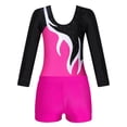 thumbnail image 6 of YiZYiF Girls 2Pcs Dancewear Activewear Long Sleeve Leotard Unitard with Athletic Shorts Set Tracksuit Outfit Rose 14, 6 of 7
