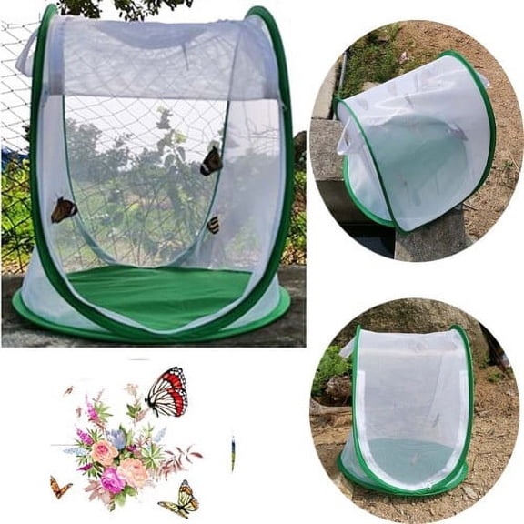 Cheers.US Insect Cage Foldable Easy to Carry Green Insect Mesh Cage Terrarium,for Feed Small Insects, Butterflies, Cultivate plants