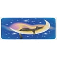 thumbnail image 1 of Cat Kitchen Mat, Cat Sleeping on Crescent Moon Stars Night Dreams Themed Design, Plush Decorative Kitchen Mat with Non Slip Backing, 47" X 19", Yellow Blue, by Ambesonne, 1 of 1