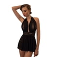 thumbnail image 4 of xiaxaixu Robe de Nuit Sans Manches pour Femmes, Col en V Profond Dentelle Fleur Tulle Plissée Mini Robe + String, 4 of 6