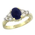 thumbnail image 1 of 14K Yellow Gold Natural Lapis Ring Oval 9x7mm Diamond Accent, size 7, 1 of 1