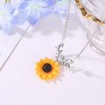 thumbnail image 5 of Sweet Sunflower Pearl Leaf Pendant Necklace Resin Daisy Flower Clavicular Chain Fashion Jewelry for Women, 5 of 5