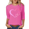 thumbnail image 1 of T-shirt Graphique de Sensibilisation au Cancer pour Femmes, Col Rond, Manches Trois Quarts, Décontracté, Confortable, Tenue Quotidienne, Haut de Festivals, 1 of 4