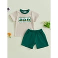 thumbnail image 3 of Baby Toddler Boy Farm Outfit 6 12 18 24 Months 2T 3T 4T Tractor Embroidery Short Sleeve T-shirt Solid Shorts with Pockets 2 Pcs Set, 3 of 9