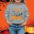 thumbnail image 2 of Krdevn Kids Everyday Is Halloween Skeleton Pumpkin Ghost Baseball Graphic Crewneck Sweatshirt Long Sleeve Casual Pullover Top for Halloween Holiday Wear Grey,5-6 Years, 2 of 4