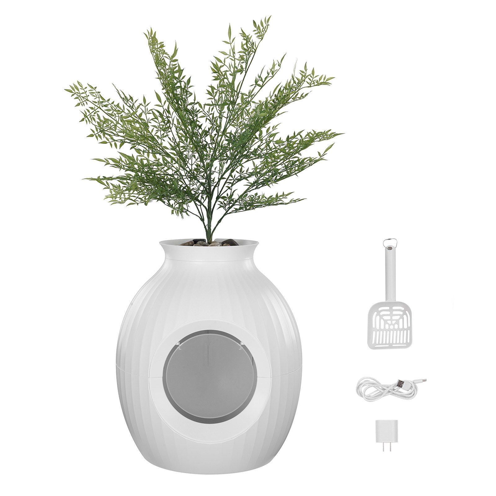Cat Litter Box Odorless Hidden Litter Box with Artificial Plants Plant Litter Box, Minimalist Style for Indoor, Cats