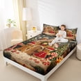 thumbnail image 4 of Homewish Christmas Gingerbread Man Twin Sheet Sets,Xmas Sweet Candy Cane Twin Fitted Sheet,Brown Red Green 03 For Girls,Ultra Soft Home Decor,3-Piece, 4 of 7
