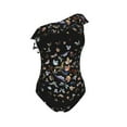 thumbnail image 4 of Yiaed Butterfly1 Print Women One Piece Swimsuits Tummy Control One Shoulder Bathing Suits Pattern Ruffle Swimwear-Small, 4 of 8