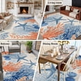 thumbnail image 6 of Summer Ocean Washable Living Room Rugs 6'x9', Vintage Nautical Sea Orange Blue Starfish Coral Seashell Low Pile Throw Large Area Rug Non-Slip Sturdy Edge Binding Carpet for Dining Room Kitchen Office, 6 of 9