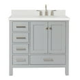 thumbnail image 2 of Ariel Cambridge 37 In. Right Offset Oval Sink Vanity With White Quartz Countertop In Grey, 2 of 10