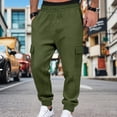 thumbnail image 2 of Men’s Heavyweight Cargo Sweatpants Elastic Waist Baggy Plaid Texture Jogger Trousers Fall Winter, 2 of 7