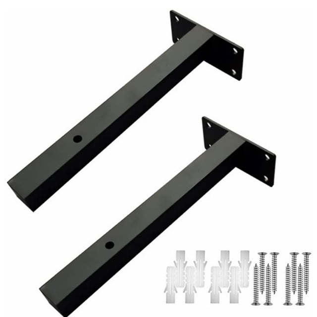 EeaseCA 2 Pcs Support Mural Support de Planche Murale Support de Support Support en Fer Art Support Triangulaire Mural Support de Bibliothèque (Noir)