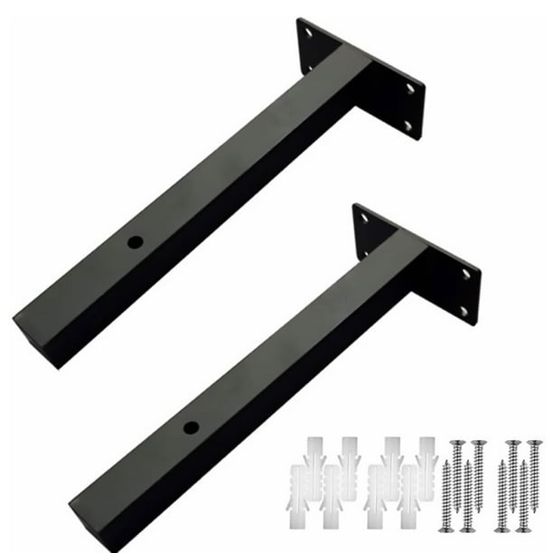 2 soportes de pared para colgar en la pared, soporte triangular de hierro para estantería (negro)