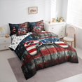 thumbnail image 4 of Feelyou Gamepad Lover Boys Twin Bedding Sets 7-Piece, Rustic Wooden Cabin Bedding Comforter Set, Retro American Flag Reversible Sheet Sets, Ultra Soft Bedroom Decor, 4 of 8