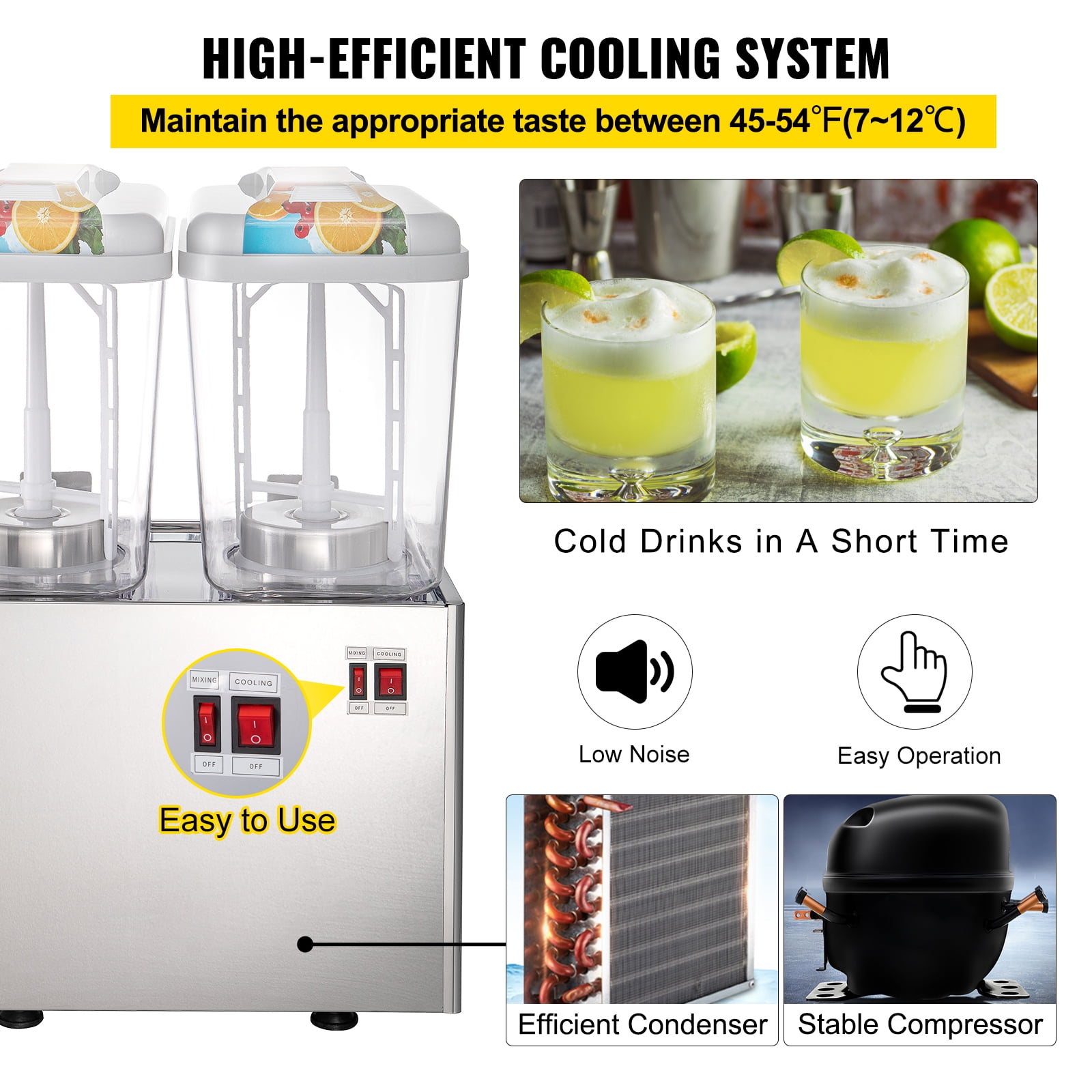 VEVOR Commercial Beverage Dispenser 9.5 Gal. 36 L 3 Tanks Ice Tea Drink  Machine 270 W Stainless Steel Fruit Juice, 110V YLJ3G36LYSJ12X301V1 - The  Home Depot